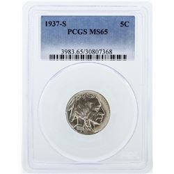 1937-S PCGS Graded MS65 Buffalo Nickel Coin