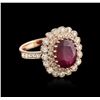 Image 2 : 14KT Rose Gold 4.86ct Ruby and Diamond Ring