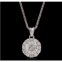 14KT White Gold 1.02ctw Diamond Pendant With Chain