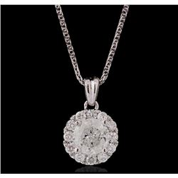 14KT White Gold 1.02ctw Diamond Pendant With Chain