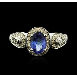 14KT White Gold 1.04ct Tanzanite and Diamond Ring