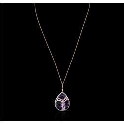 14KT Rose Gold 15.02ctw Amethyst and Diamond Pendant With Chain