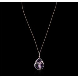 14KT Rose Gold 15.02ctw Amethyst and Diamond Pendant With Chain