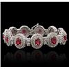 Image 1 : 14KT White Gold 10.89ctw Ruby and Diamond Bracelet