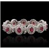 Image 2 : 14KT White Gold 10.89ctw Ruby and Diamond Bracelet