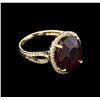 Image 2 : 10.89ct Ruby and Diamond Ring - 14KT Yellow Gold