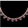 Image 1 : 22.10ctw Ruby and Diamond Necklace - 18KT Two-Tone Gold