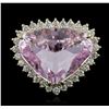 Image 2 : 14KT Yellow Gold GIA Certified 18.42ct Kunzite and Diamond Ring