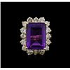 Image 1 : 14KT Yellow Gold 10.53ct Amethyst and Diamond Ring