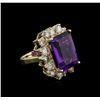 Image 2 : 14KT Yellow Gold 10.53ct Amethyst and Diamond Ring