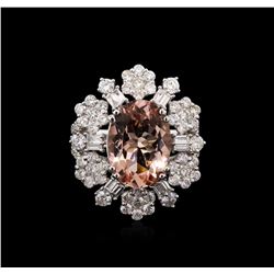 5.15ct Morganite and Diamond Ring - 18KT White Gold