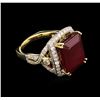 Image 2 : 16.64ct Ruby and Diamond Ring - 14KT Yellow Gold