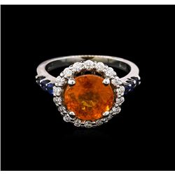 4.10ct Spessartite, Sapphire and Diamond Ring - 14KT White Gold