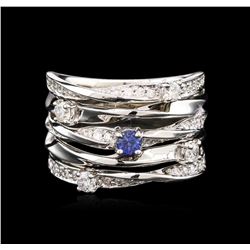 0.18ct Blue Sapphire and Diamond Ring - 14KT White Gold