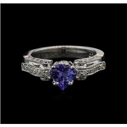 0.80ct Tanzanite and Diamond Ring -14KT White Gold