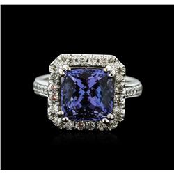 14KT White Gold 4.25ct Tanzanite and Diamond Ring