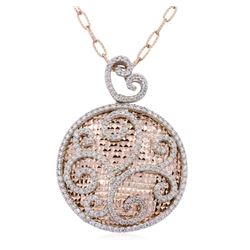 14KT Two-Tone Gold 1.30ctw Diamond Pendant With Chain