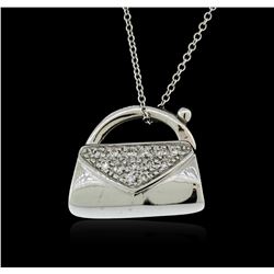 14KT White Gold 0.13ctw Diamond Purse Pendant With Chain