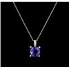 Image 1 : 3.56ct Tanzanite and Diamond Pendant With Chain - 14KT White Gold