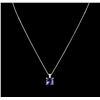 Image 2 : 3.56ct Tanzanite and Diamond Pendant With Chain - 14KT White Gold