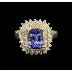 2.41ct Tanzanite and Diamond Ring - 14KT Yellow Gold