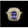 Image 1 : 2.41ct Tanzanite and Diamond Ring - 14KT Yellow Gold