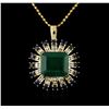 14KT Rose Gold 7.68ct Emerald, Sapphire and Diamond Pendant With Chain