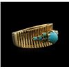 Image 2 : 18KT Yellow Gold 1.00ctw Turquoise Ring