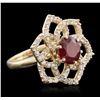 Image 2 : 14KT Yellow Gold 3.11ct Ruby and Diamond Ring