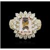 Image 1 : 14KT Yellow Gold 3.06ct Morganite and Diamond Ring