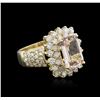 Image 2 : 14KT Yellow Gold 3.06ct Morganite and Diamond Ring