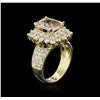 Image 3 : 14KT Yellow Gold 3.06ct Morganite and Diamond Ring