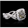 Image 2 : 14KT White Gold 3.12ctw Brown Diamond Ring