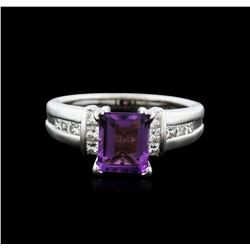 14KT White Gold 3.00ct Amethyst and Diamond Ring