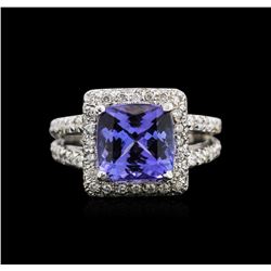 3.44ct Tanzanite and Diamond Ring - 14KT White Gold