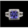Image 1 : 3.44ct Tanzanite and Diamond Ring - 14KT White Gold