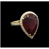 Image 2 : 15.99ct Ruby and Diamond Ring - 14KT Yellow Gold