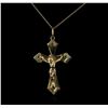 Image 1 : 14KT Yellow Gold Cross Pendant With Chain