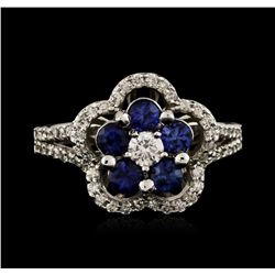 14KT White Gold 0.95ctw Sapphire and Diamond Ring