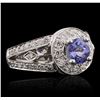 Image 2 : 14KT White Gold 1.10ct Tanzanite and Diamond Ring