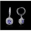 Image 2 : 14KT White Gold 2.45ctw Tanzanite and Diamond Earrings