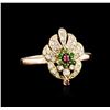 Image 2 : 14KT Rose Gold 0.12ctw Emerald, Ruby and Diamond Ring