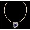 Image 2 : 14KT Two-Tone Gold 10.88ct Tanzanite and Diamond Pendant With Chain