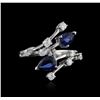 Image 1 : 14KT White Gold 2.00ctw Sapphire and Diamond Ring