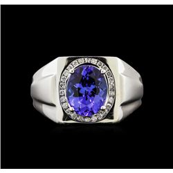 3.63ct Tanzanite and Diamond Ring - 14KT White Gold