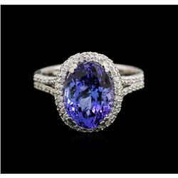 4.65ct Tanzanite and Diamond Ring - 14KT White Gold