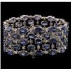 Image 2 : 62.40ctw Blue Sapphire and Diamond Bracelet - 14KT White Gold