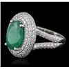 Image 1 : 14KT White Gold 3.84ct Emerald and Diamond Ring