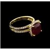 Image 2 : 3.69ct Ruby and Diamond Ring - 14KT Yellow Gold