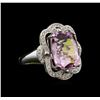 Image 2 : 11.93ct Kunzite and Diamond Ring - 14KT White Gold